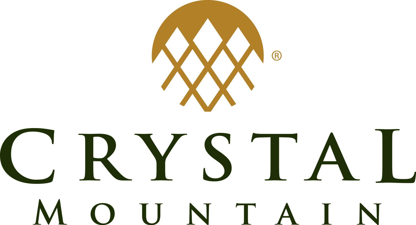 Crystal Mountain logo with gold and green design.