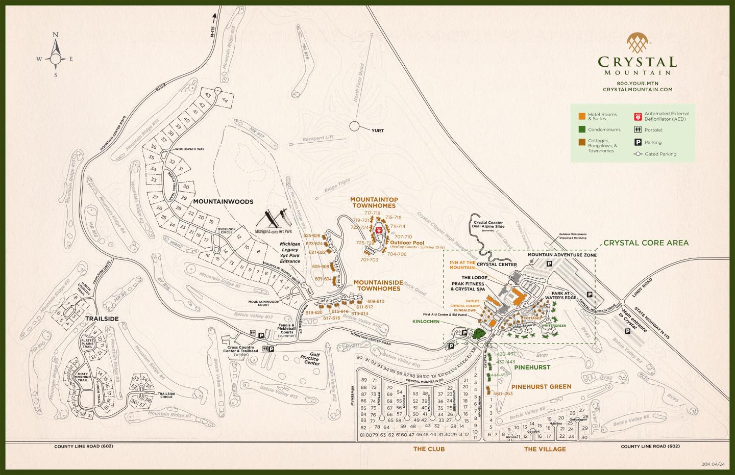 Ski resort map showing trails, lifts, and amenities.